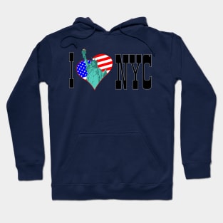 Statue of Liberty in the heart and I love NYC Hoodie